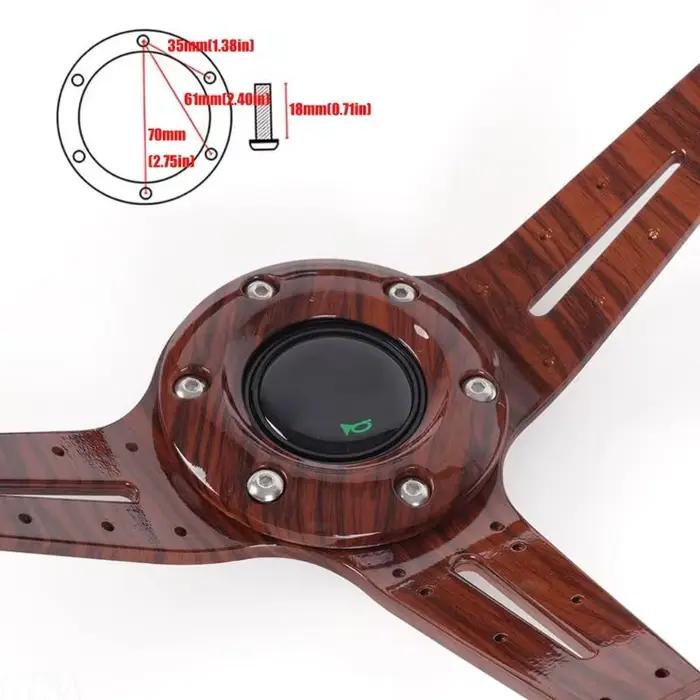 Volant en ABS Texturé Noyer 14 Pouces Ergonomique pour Véhicules Personnalisables Occasions Spéciales