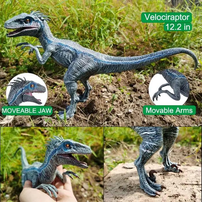 Jouet dinosaure Velociraptor pour enfants et amateurs de dinosaures, dinosaure Super Raptor avec mâchoire et mains mobiles, réaliste et drôle
