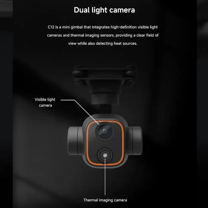 Skydroid C12 AI Tracking Gimbal : double capteur thermique et optique 2K avec stabilisation à 3 axes pour drones intelligents
