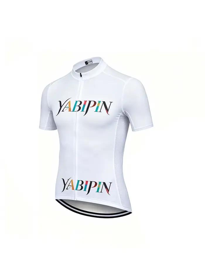 Maillot de cyclisme à manches courtes pour hommes, col montant, fermeture éclair intégrale, respirant, séchage rapide, léger