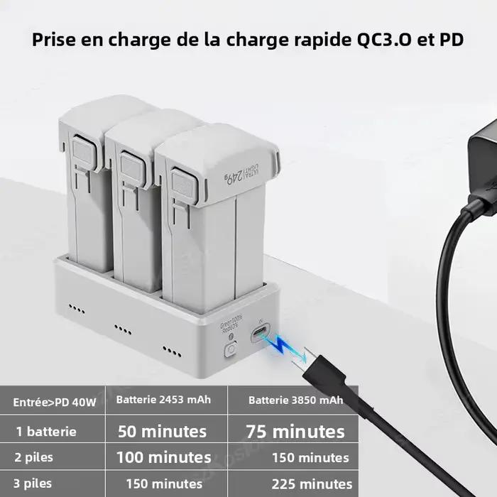 Hub de charge bidirectionnel à trois canaux pour DJI Mini 5 Pro/Mini 4