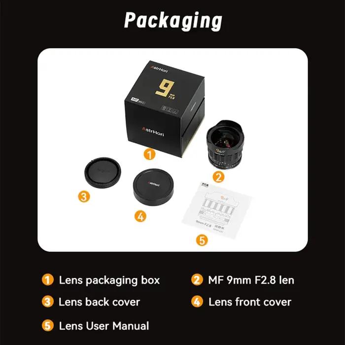 Objectif d'appareil photo ultra grand angle AstrHori 9 mm F2.8 APS-C pour la photographie de rue avec Sony E Nikon Z Canon RF Fujifilm X M43