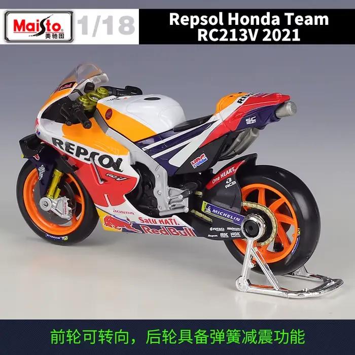 Maisto 1:18 Honda Rc213v Voiture de course 2021 moto Gp # 44 # Modèle de moto en alliage d'imitation de course, jouet fini, Collection cadeau, 93
