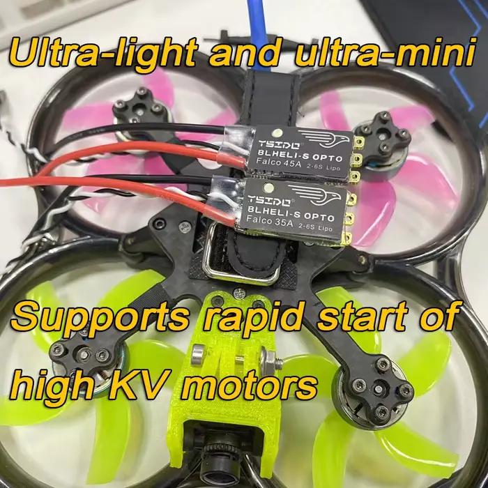 YSIDO Falco 35A 45A BLHeli_S ESC 2-6S Lipo contrôleur électronique sans brosse avec Support de lumière LED DSHOT125/300/600 pour Drone
