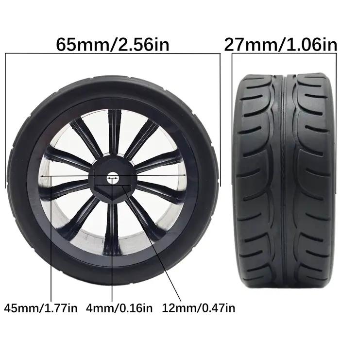 Pneus et roues de rallye RC 1/10, pneus hexagonaux de 12 mm pour voitures de tourisme et de drift sur route 1:10 1/12 Tamiya TT01 TT02 Traxxas