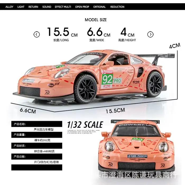 Modèle de voiture de course 911RSR Le Mans 1:32 en alliage, décoration pour les amateurs