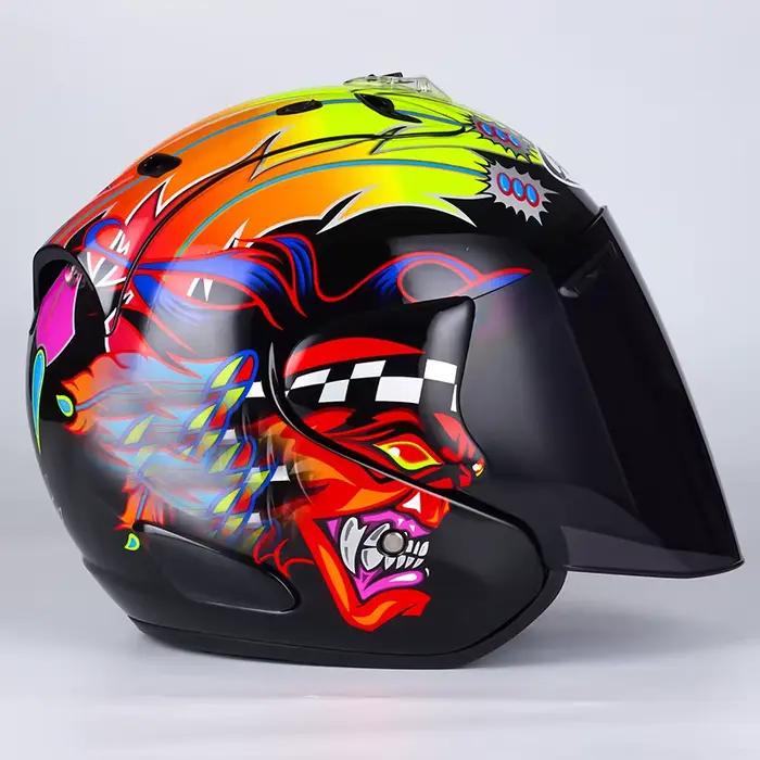Casque de moto de course à visage ouvert Ram3 Russell demi-casque femmes et hommes saison d'été Casque de sécurité Casque Casco approuvé ECE