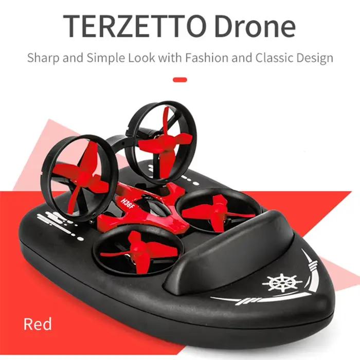 NIHUI NH-015 3 en 1 RC Drone bateau voiture 2.4G 4CH maintien d'altitude Mode sans tête 360 ° Jouet d'eau/terre/Air