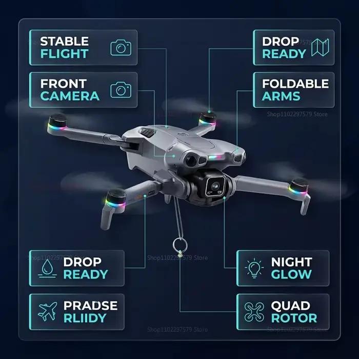 Drone K900 Max 8K Professionnel HD Double Caméra Moteur Brushless 5G WIFI FPV Pliable avec Évitement d'Obstacles Jouet RC Cadeau