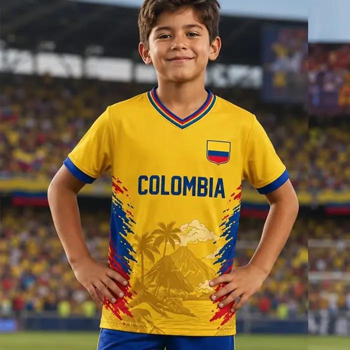 Maillot de football Colombie 2026 – Cadeau pour les fans de la Colombie – T-shirt de l'équipe nationale – T-shirt sportif d'été pour homme – Décontracté – Été – Parent-enfant