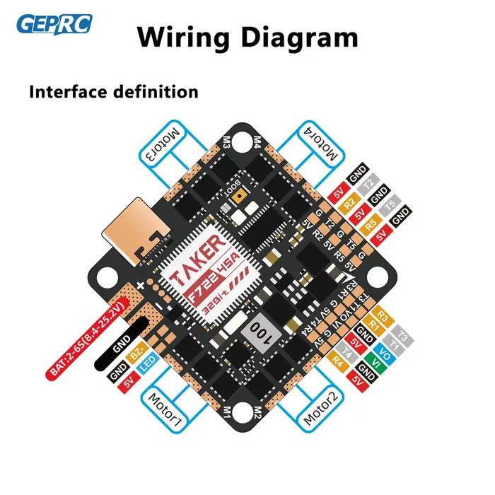 Contrôleur de vol TAKER F722 32 bits AIO pour drones FPV hélicoptères course compétition vitesse précision montées en puissance