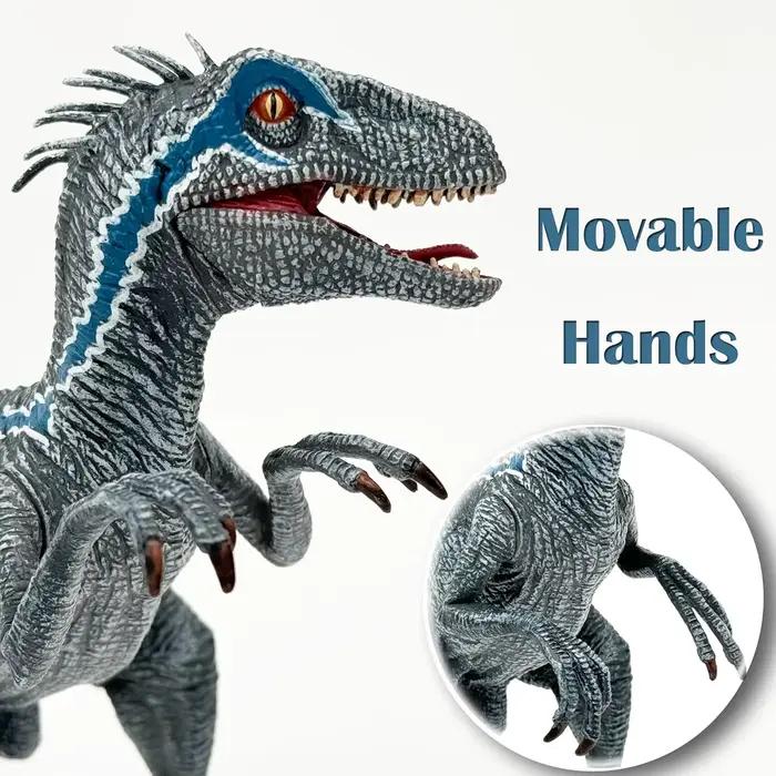 Jouet dinosaure Velociraptor pour enfants et amateurs de dinosaures, dinosaure Super Raptor avec mâchoire et mains mobiles, réaliste et drôle