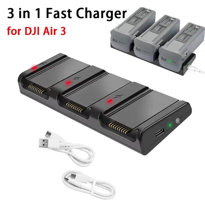 Pour DJI Air 3S chargeur Drone batterie deux voies USB-A USB/type-c gestionnaire de charge 3 en 1 Hub