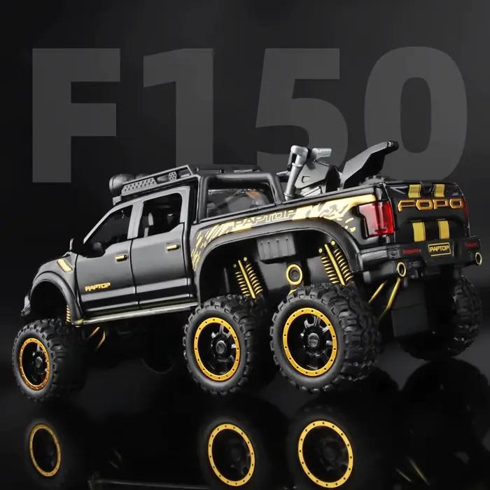 Modèles de voitures tout-terrain Raptor F150 1:28, jouets en alliage moulé sous pression avec son et lumière, véhicules en métal à tirer en arrière, jouets pour garçons, collection de cadeaux