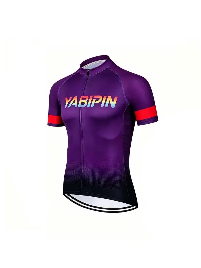 Maillot de cyclisme à manches courtes pour hommes, col montant, fermeture éclair intégrale, respirant, séchage rapide, léger