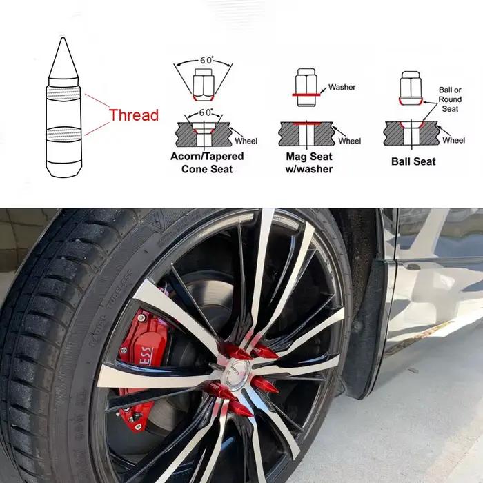 Écrous de roue à pointes antivol de course à rayons économiques |   Tête en acier en alliage d'aluminium M121.25 M121.5