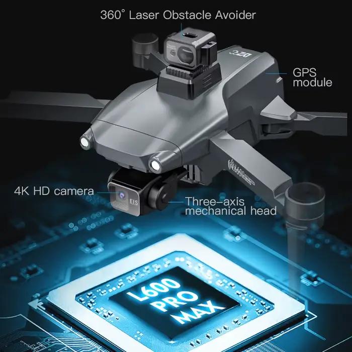 Drone L600 Pro Max avec retour automatique (faible batterie/absence de signal)