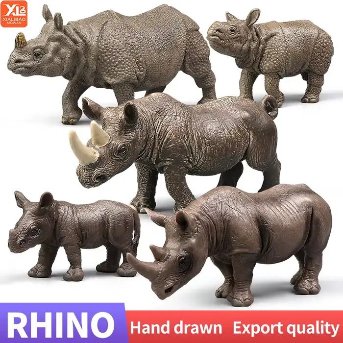 Simulation d'animal sauvage, modèle de rhinocéros indien en PVC, ornement de maison, jouet éducatif pour enfants, cadeau