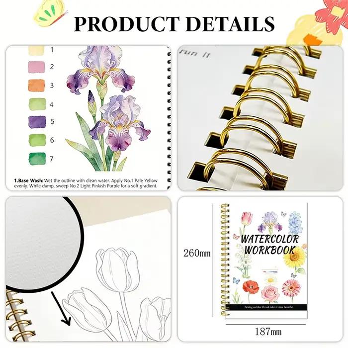 Carnet de peinture aquarelle pour débutants et passionnés – Guide d'artiste – Cahier à spirale – Papier épais – Couverture animaux marins – Aquarelle