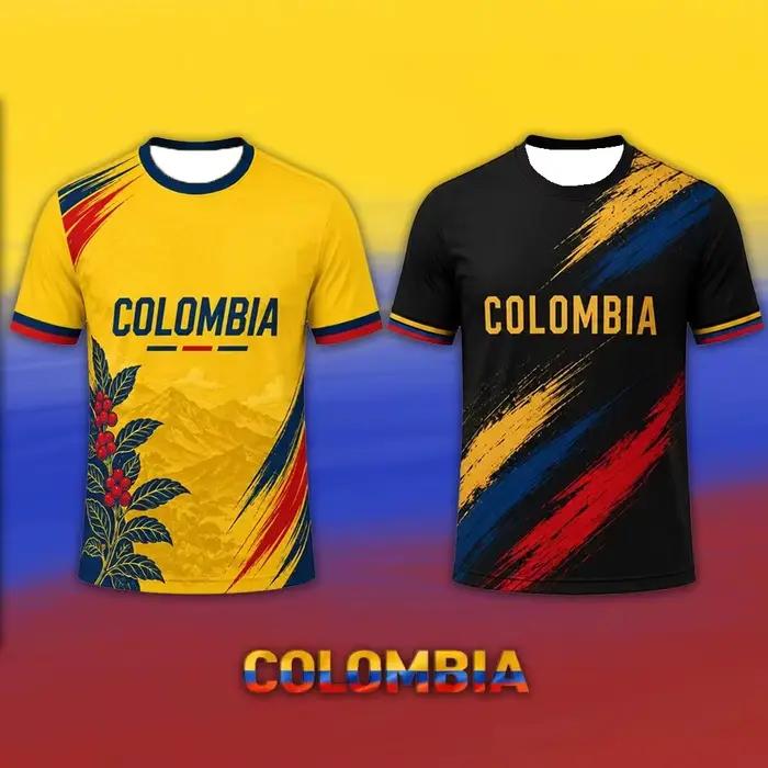 Maillot de football de l'équipe nationale colombienne pour hommes, motif drapeau colombien, séchage rapide, respirant, t-shirt d'entraînement de football pour les fans