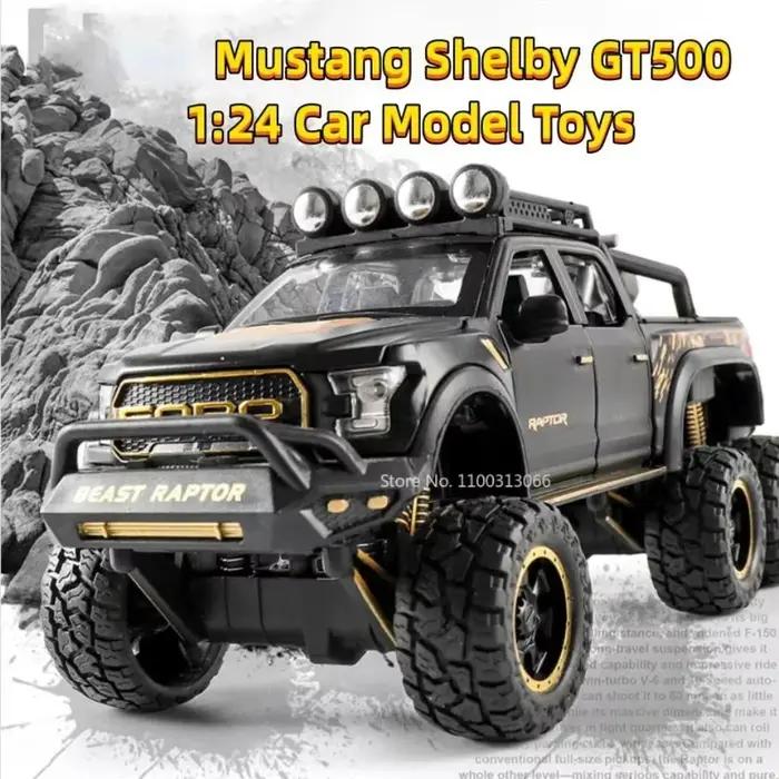Raptor – modèles de voitures tout-terrain F150, jouets en alliage moulé sous pression avec son et lumière, véhicule en métal, jouets pour garçon, Collection de cadeaux, 1/28