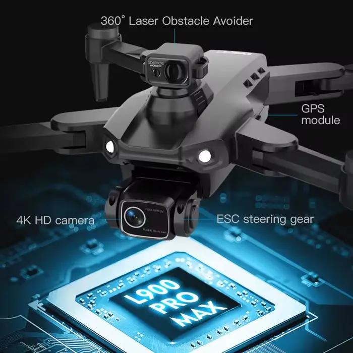 Drone professionnel L900 Pro MAX avec caméra 4K, évitement d'obstacles, flux optique FPV, moteur sans balais, quadrirotor RC pour vols intérieurs et extérieurs, photos aériennes et vidéos en haute résolution, occasions spéciales et cadeaux de Noël
