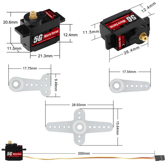 NEEBRC 2g 4.3g 5g 8g 12g 21g Micro Servo numérique pour avion RC Drone Mini voiture hélicoptère Wltoys à voilure fixe K969 K989 XKS X450
