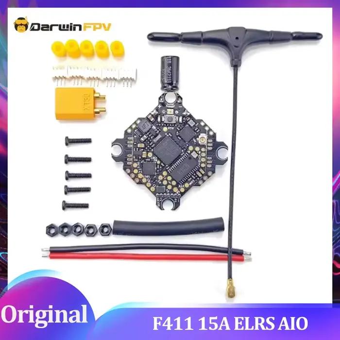 Contrôleur de vol DarwinFPV F411 ELRS AIO Whoop Blheli_S Betaflight F4 15A OSD BEC BL_S 1-3S 4-en-1 ESC pour drone RC FPV Racing