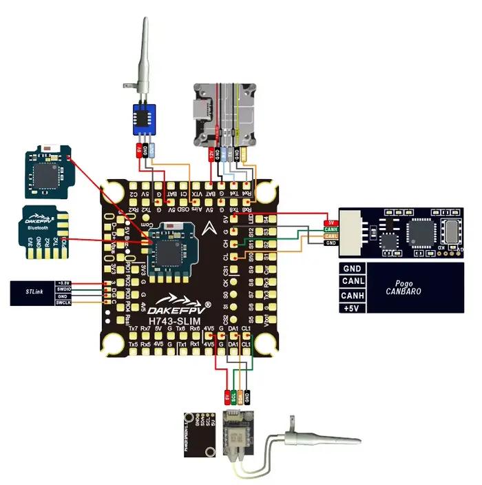 Contrôleur de vol DAKEFPV H743 SLIM V4 STM32H743 Dual ICM42688P pour multicoptère RC drone FPV expérience de vol améliorée et précision exceptionnelle