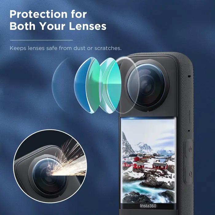 Ensemble d'accessoires pour Insta360 X3 X4 X5 : Protection d'objectif