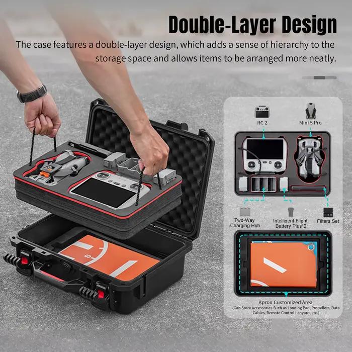 Boîte de protection antidéflagrante étanche pour DJI Mini 5 Pro drone coque double couche accessoire étui de transport pour contrôleurs d'écran RC-N3 RC2 occasions spéciales