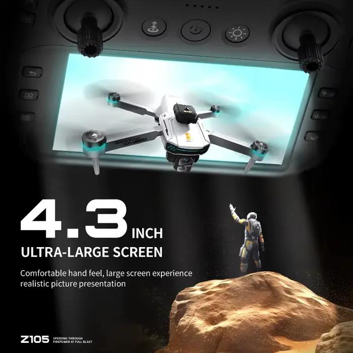 Nouveau Drone Z105 4K professionnel HD double caméra flux optique positionnement photographie sans brosse pliable grand écran RC quadrirotor