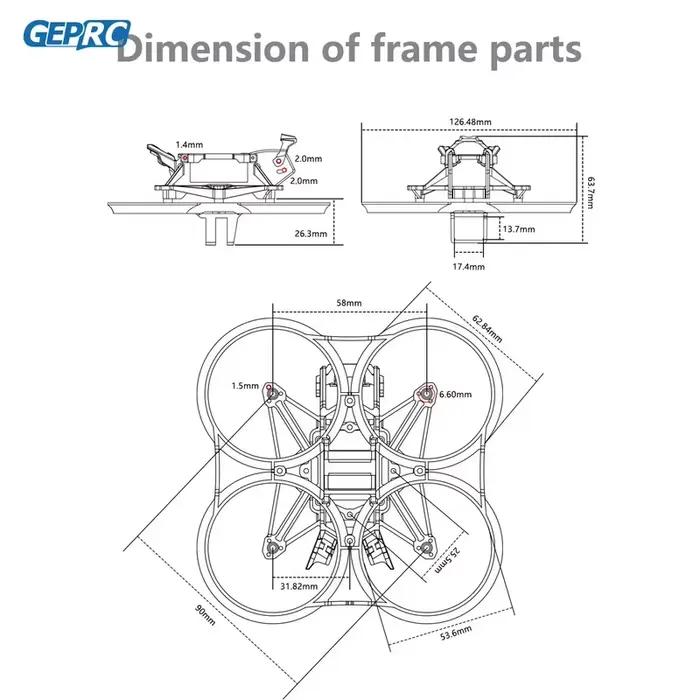 Couleur multiple d'accessoires légers de importateur FPV de 2 pouces de cadre GEP-DS20 de GEPRC compatible avec les moteurs 1003 et 1102