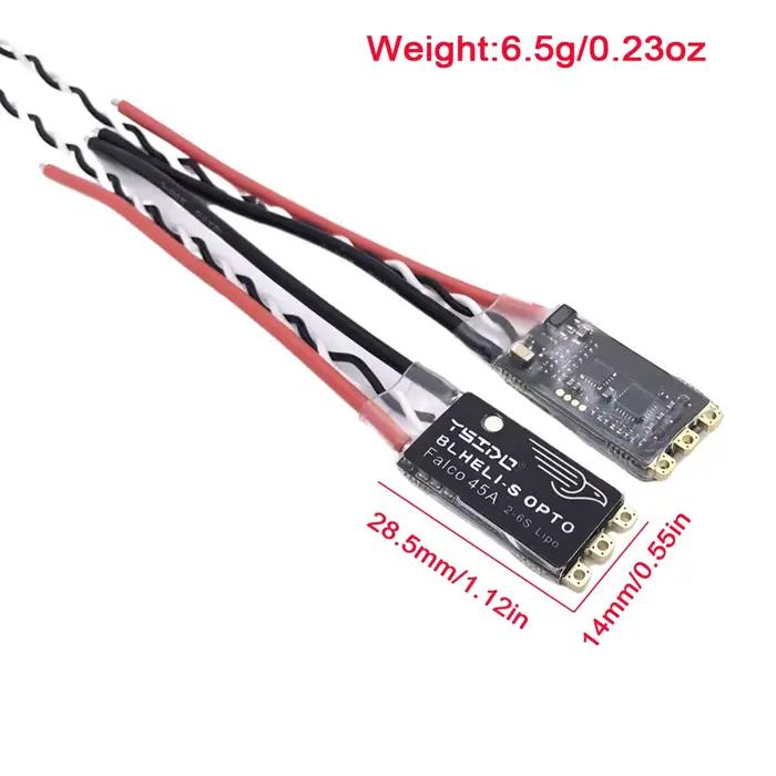 YSIDO Falco 35A 45A BLHeli_S ESC 2-6S Lipo contrôleur électronique sans brosse avec Support de lumière LED DSHOT125/300/600 pour Drone