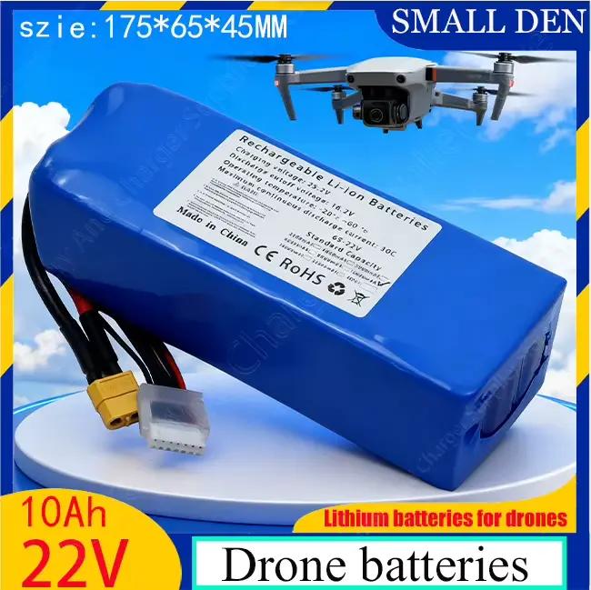 La batterie drone est de 22 V avec une capacité de 10000 mAh et une taux de décharge de 30C