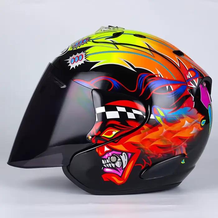 Casque de moto de course à visage ouvert Ram3 Russell demi-casque femmes et hommes saison d'été Casque de sécurité Casque Casco approuvé ECE