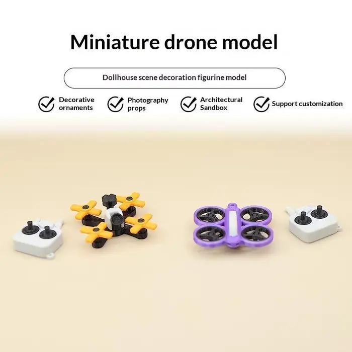 Miniature de drone UAV 1/12 pour maison de poupée, modèle d'avion factice avec télécommande pour les amateurs, accessoires pour la mise en scène de diorama