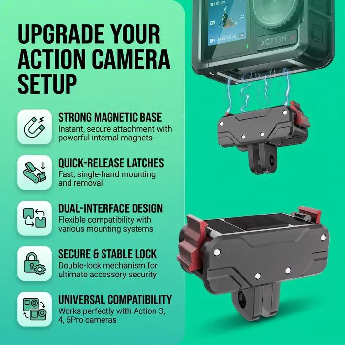 Support de base magnétique à dégagement rapide KC-02 amélioré pour drones DJI Action 3 4 5FRO - Compatible avec la
