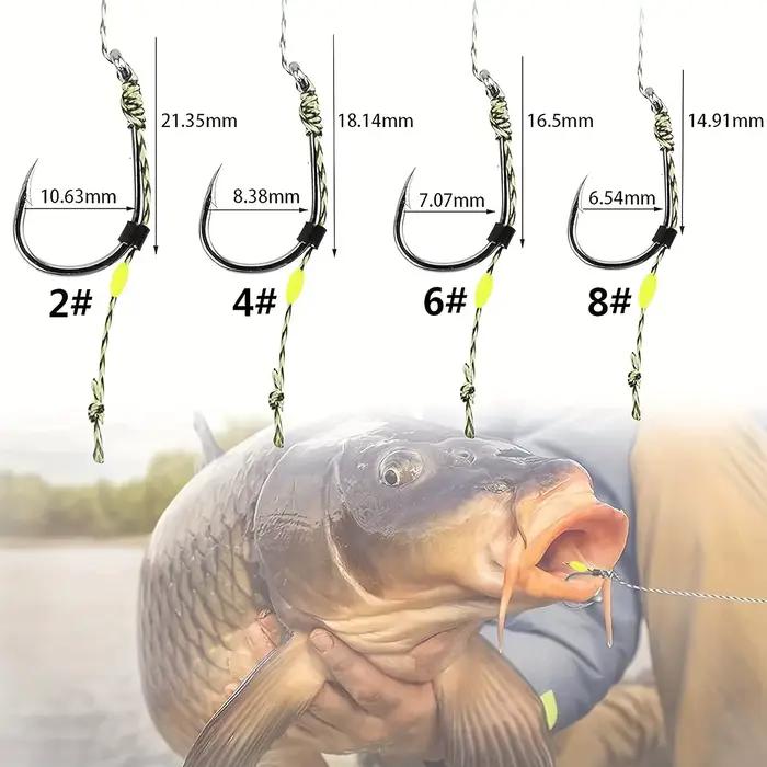 8 pièces de plate-forme de pêche à la carpe, plate-forme de crochet à carpe avec ligne tressée, leader de carpe avec 2 bouchons boilie et 2 aiguilles
