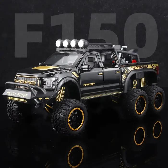Modèles de voitures tout-terrain Raptor F150 1:28, jouets en alliage moulé sous pression avec son et lumière, véhicules en métal à tirer en arrière, jouets pour garçons, collection de cadeaux