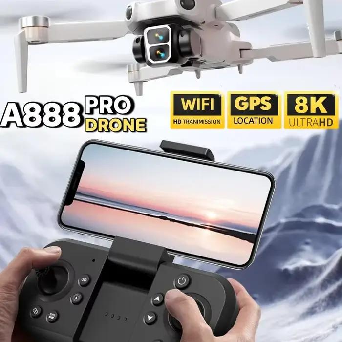 Drone professionnel Lenovo A888 Pro avec double caméra 8K, télécommande Wi-Fi 5G, moteur sans balais et fonction d'évitement d'obstacles pour photos et vidéos aériennes de haute qualité