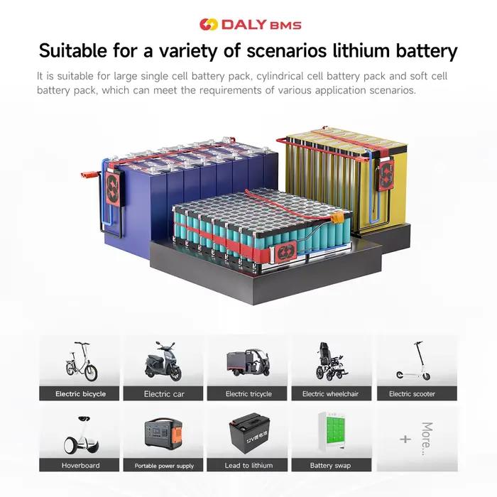 DALYBMS Li-ion 7S 24V 10S 36V 13S 48V 20A 40A 60A batterie avec équilibre basse température Protection de coupure Daly BMS