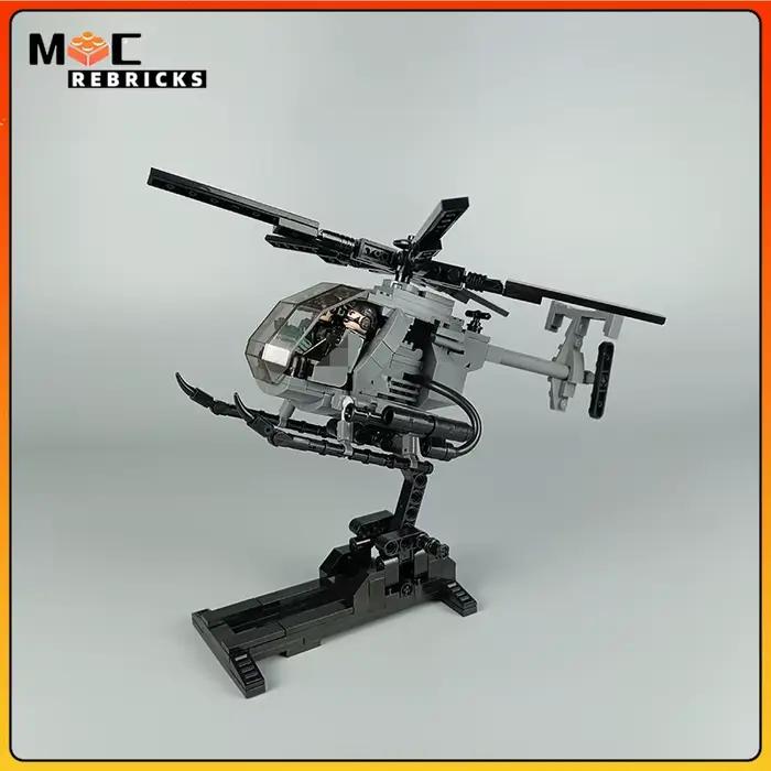 WW II Série Militaire Nouvelle MH-6 Petits Oiseaux Hélicoptères Avec Soldes MOC décennie s De Construction Avion Présentoir Briques Jouets Cadeaux