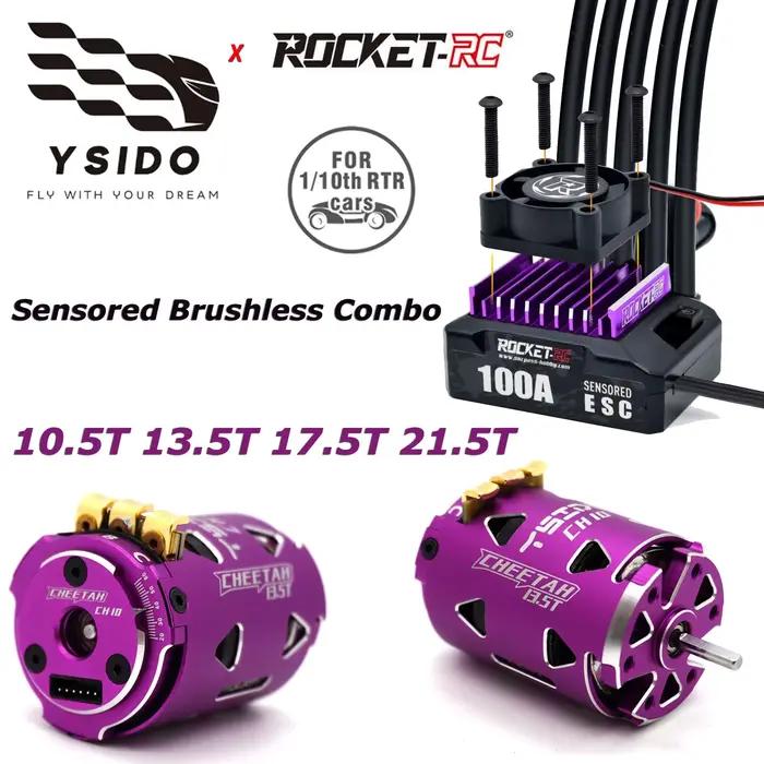 ROCKET RC 100A ESC avec moteur CH10 540 10.5T 13.5T 17.5T 21.5T Combo sans balais sensoriel pour pièces de voiture de course à dérive 1/10 1/12 RC