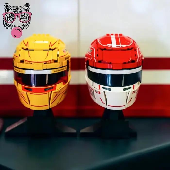 Modèle de puzzle de construction de casque de pilote de course automobile Lewis Charles Oscar Lando pour ornement ou cadeau