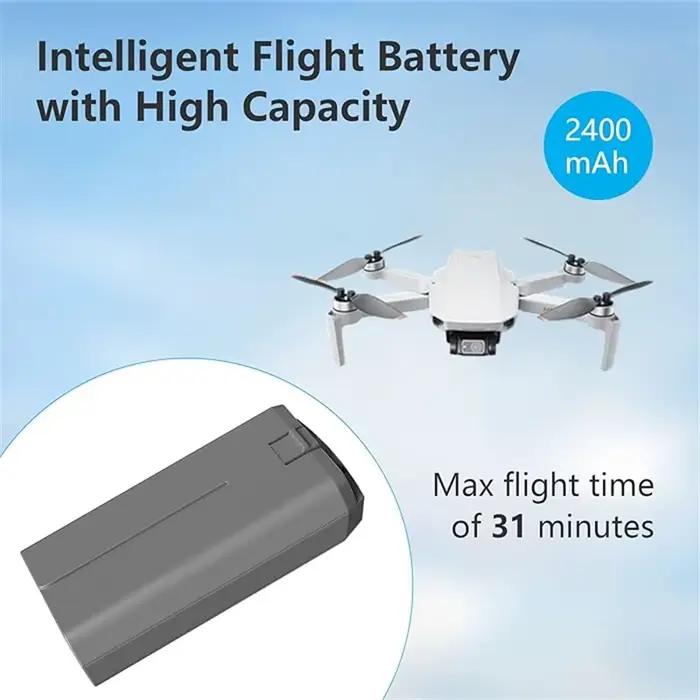 Batterie 2400mAh pour DJI Mini 2 et Mini 4K, batterie de vol intelligente, prolongation de vol, charge stable, sécurité maximale pour drone occasionnels et professionnels