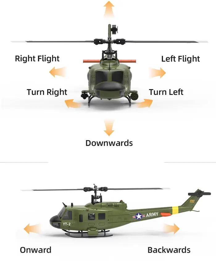 YUXIANG F07 RC hélicoptère 1:34 UH-1 HUEY échelle 2.4G 6CH maintien d'altitude positionnement du flux optique double moteur sans balais RTF YXZNRC
