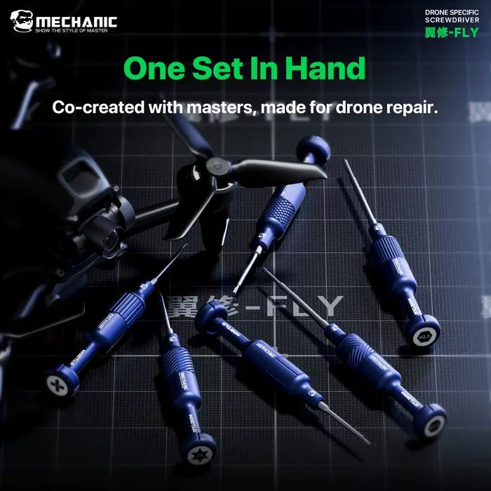 Kit de tournevis de précision pour drone MECHANIC FLY, 6 pièces, embouts en acier S2, conception à roulement à billes magnétique, pour la réparation de drones