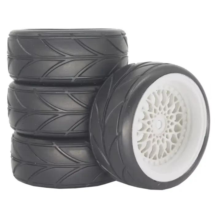 Pneus en caoutchouc de course rallye RS 1/10 + roues hexagonales de 12mm pour HPI KYOSHO Tamiya XV01/XV02/TA06/TT01/TT02/PTG2