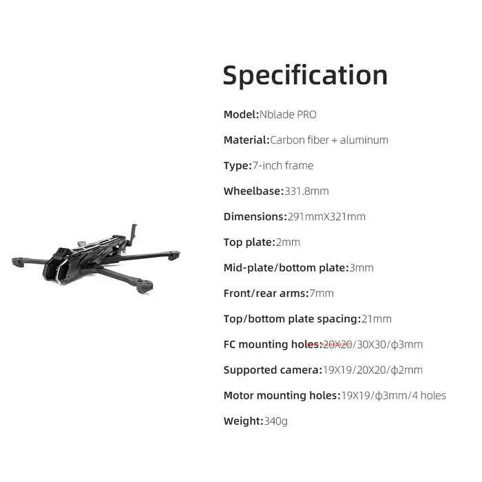 HGLRC Nblade PRO – Cadre de 7 pouces pour drone FPV Freestyle – Accessoires et kit de structure pour kit FPV RC